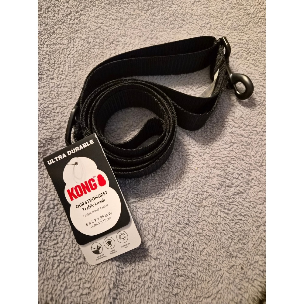 KONG Ultra Durable Traffic Leash Black 6ft x 1.25in Heavy Duty Dog Lead NWT